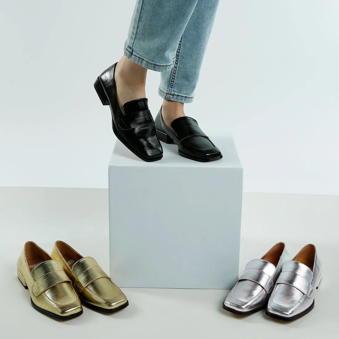 Metallic Penny Loafers