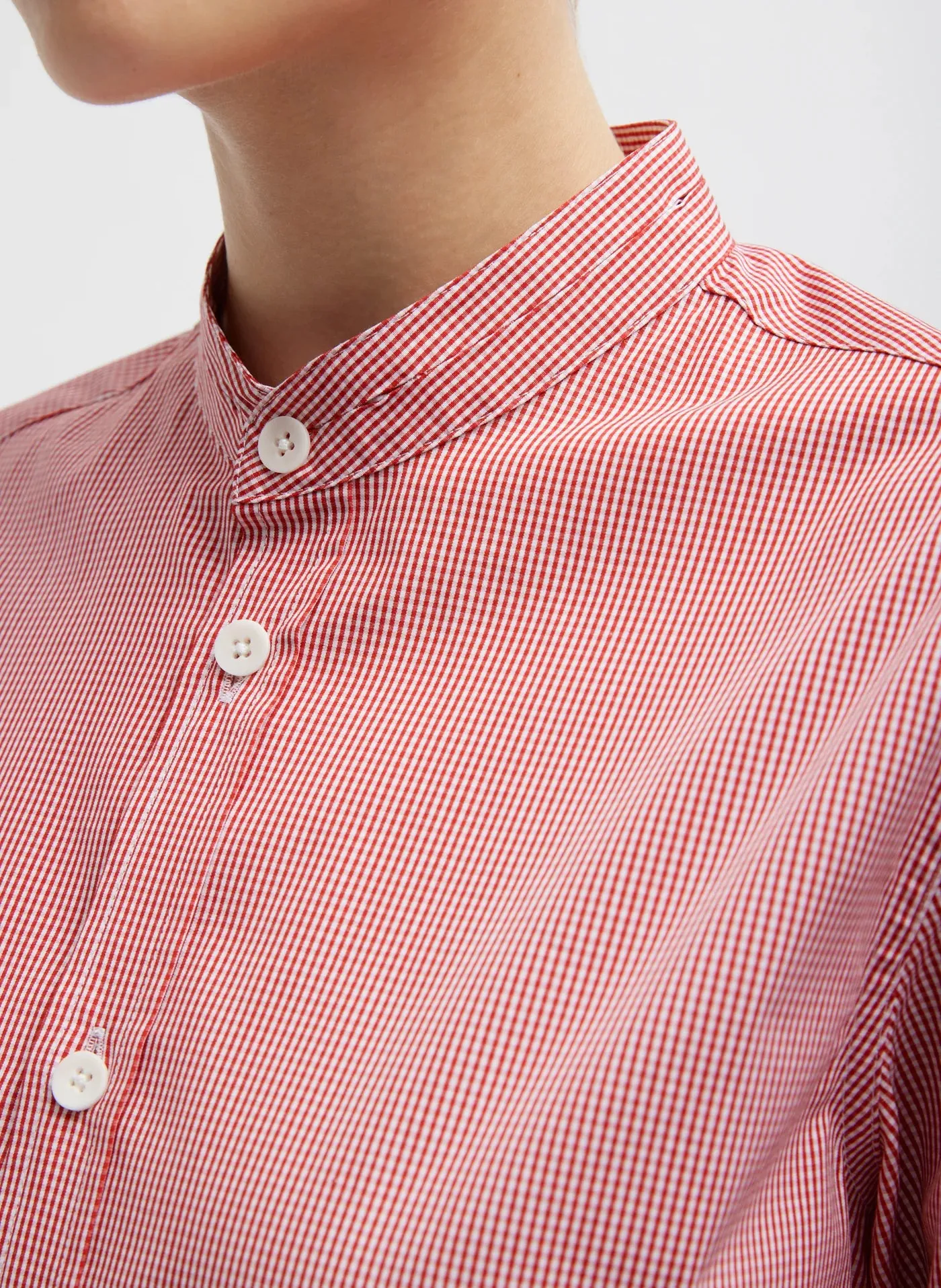 Mini Check Shirting Detached Slim Shirt