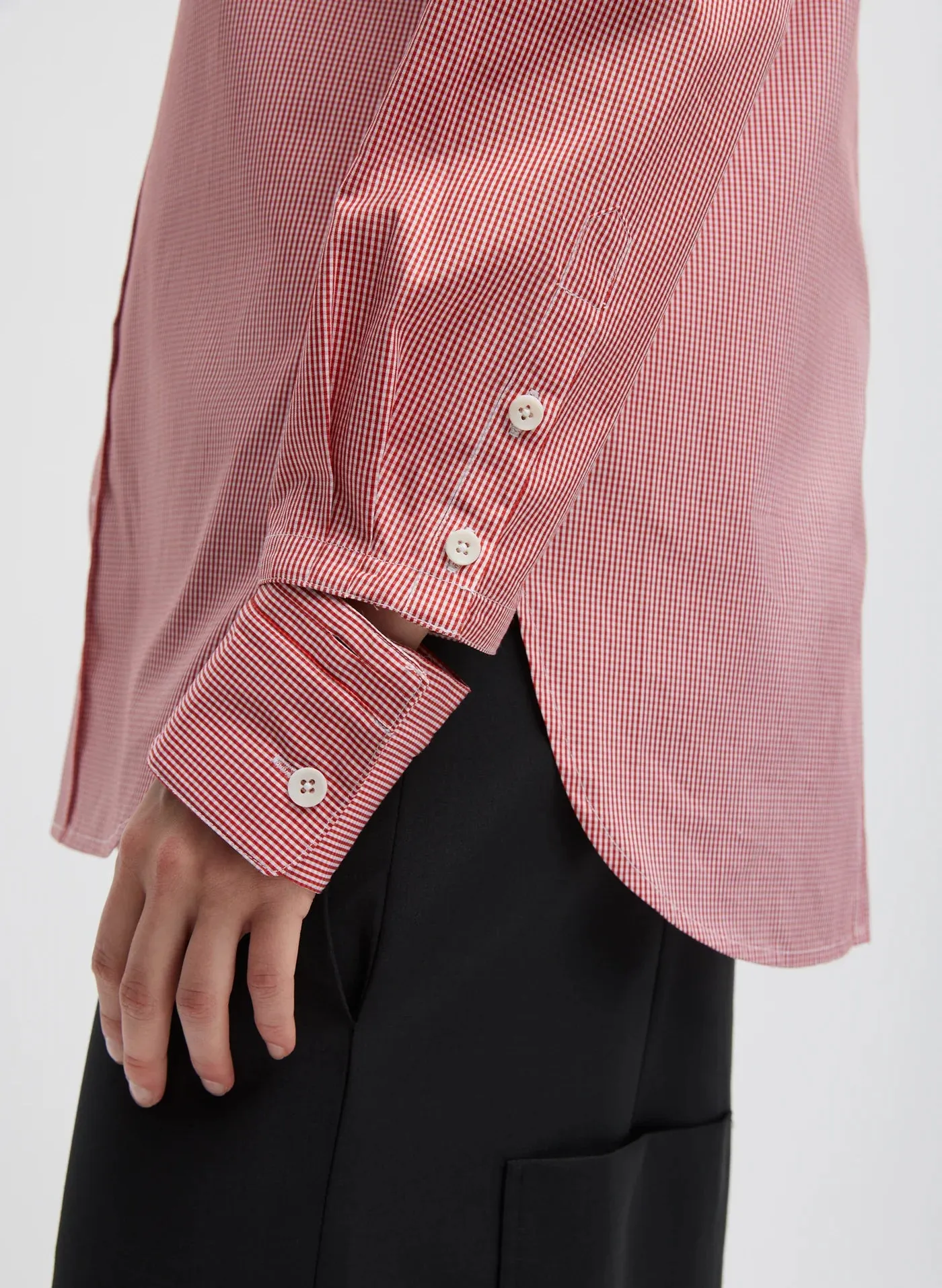 Mini Check Shirting Detached Slim Shirt