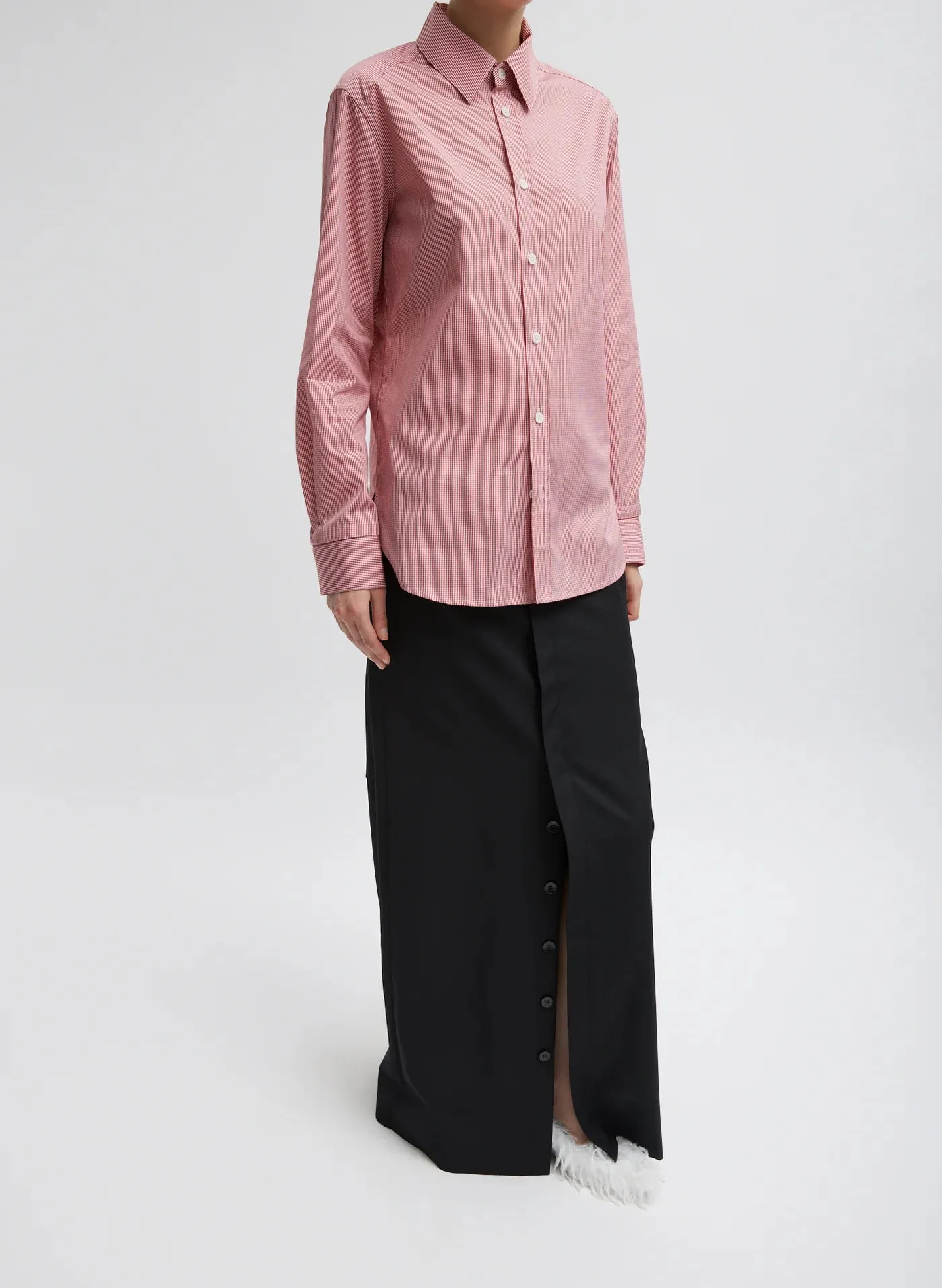 Mini Check Shirting Detached Slim Shirt