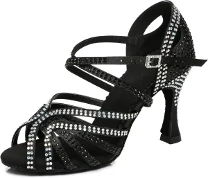 Minishion Ladies Dance Shoes Rhinestions Latin Dance Heels L450