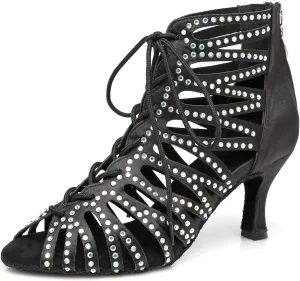 Minishion Women Ballroom Ankle Dance Shoes Dancing Sandals L365