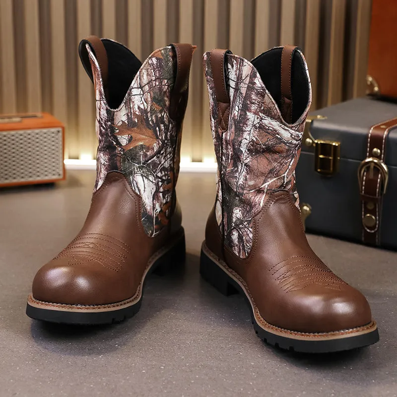 MLB LTHR-27 Camo Western Cowboy Boots
