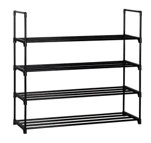 MULSH 4-Tier Shoe Rack Shoe Tower Shelf Cabinet Stackable Entryway 20 Pairs Shoe Storage Unit,Black