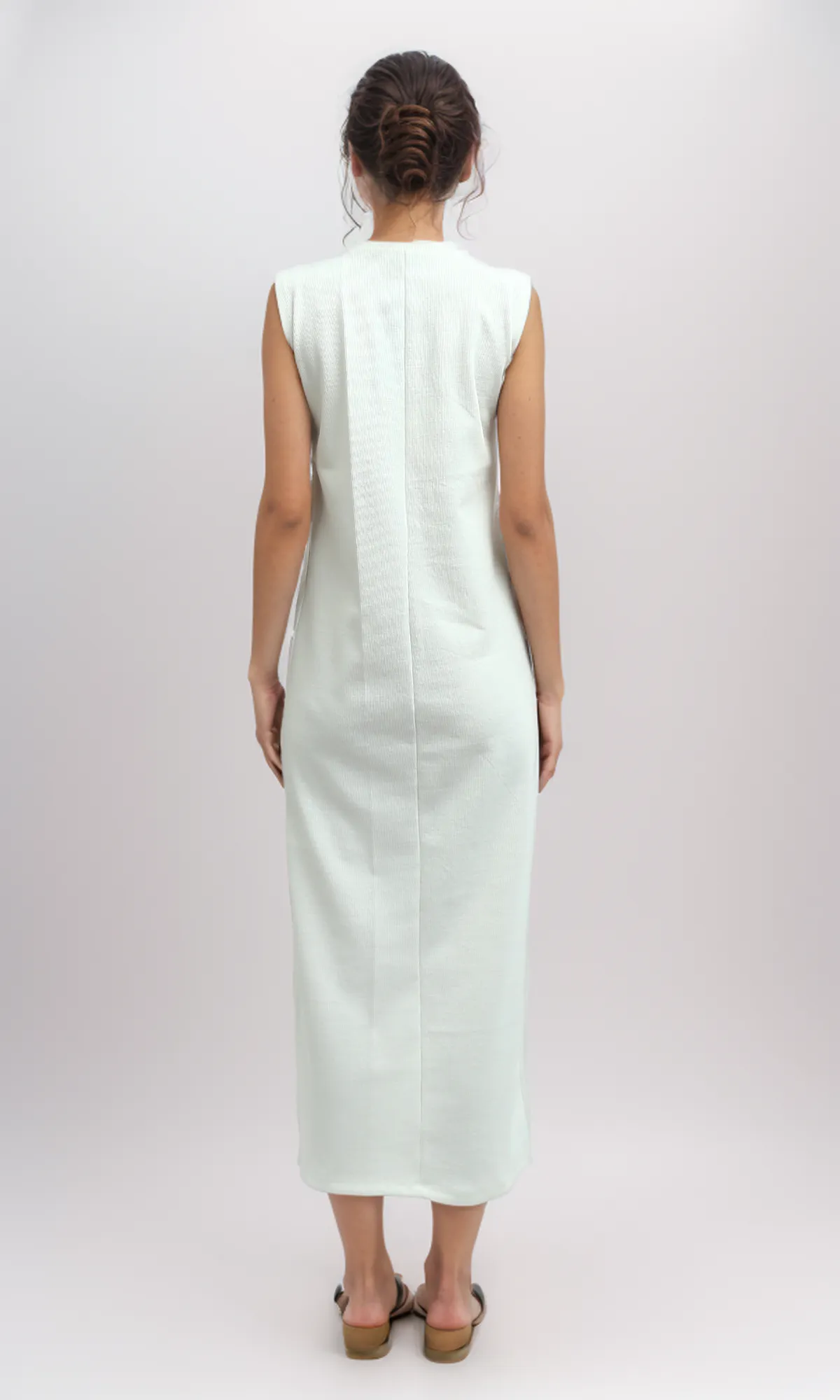 O198120  Slip On Sleeveless Casual White Midi Dress