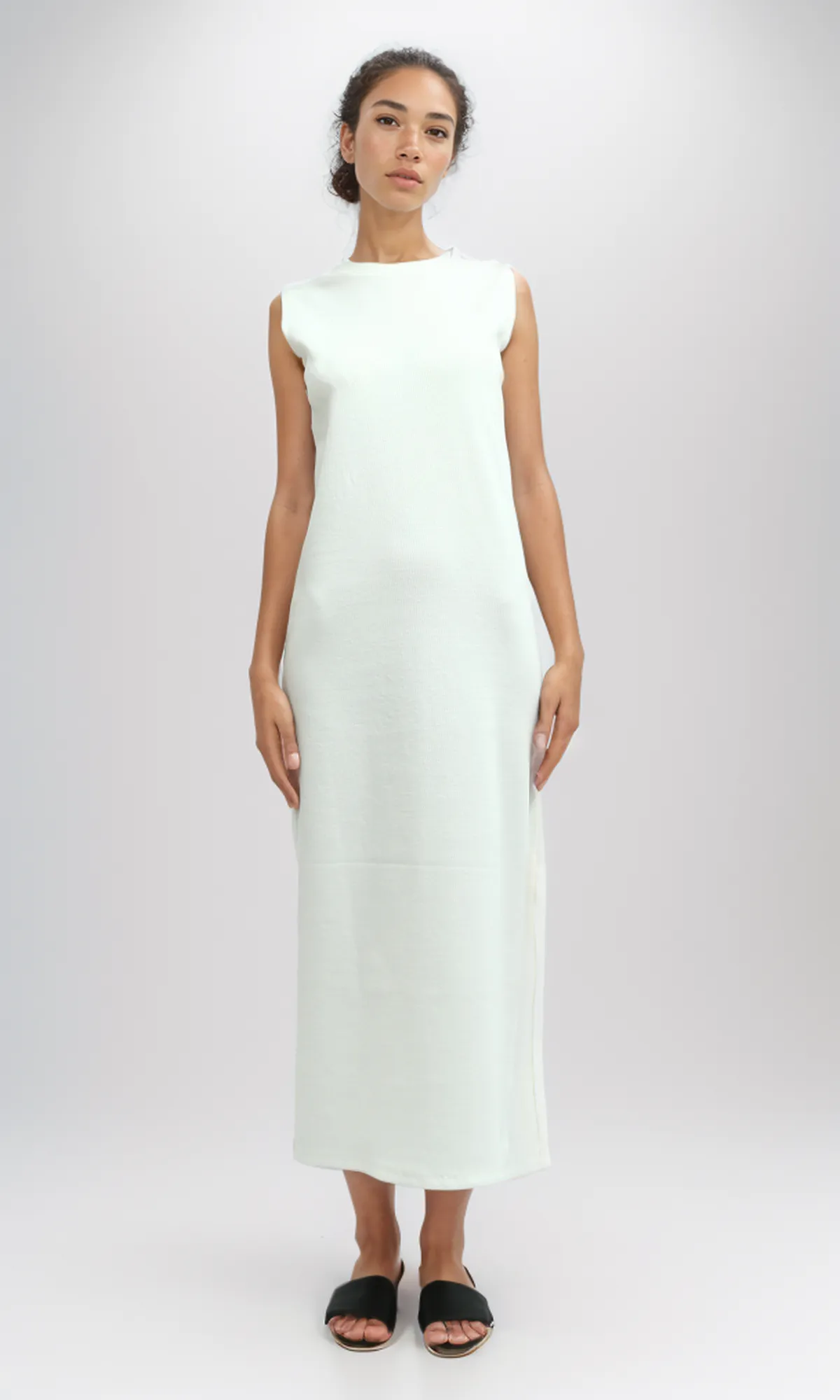 O198120  Slip On Sleeveless Casual White Midi Dress