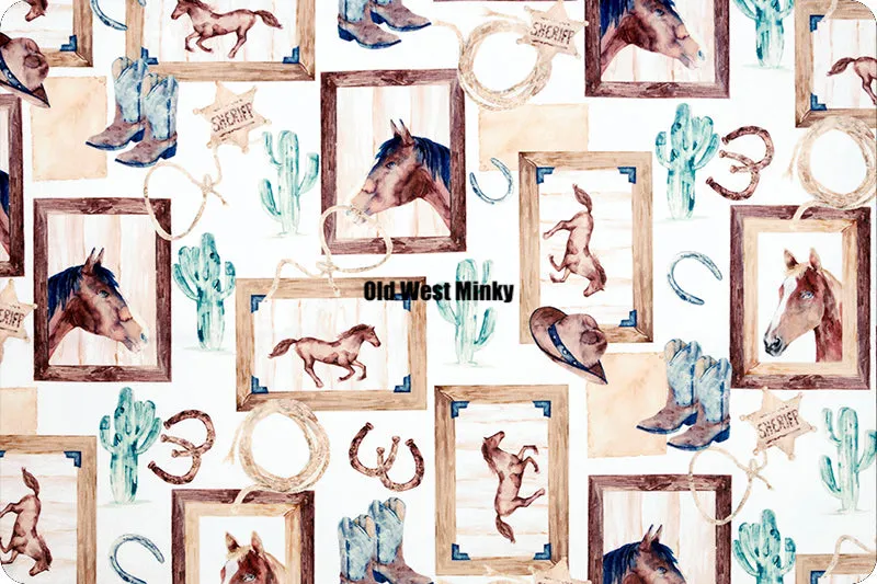 Old West Horses w/ Taupe Minky Blanket - 6 sizes