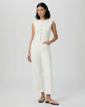 Paige cirie ankle denim jumpsuit - tonal ecru