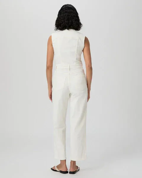 Paige cirie ankle denim jumpsuit - tonal ecru