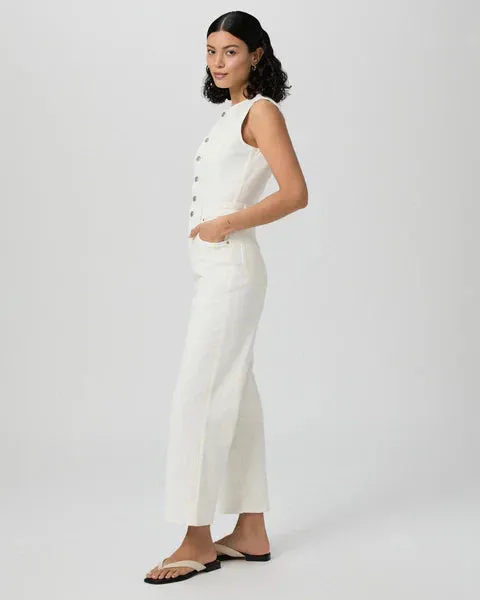 Paige cirie ankle denim jumpsuit - tonal ecru