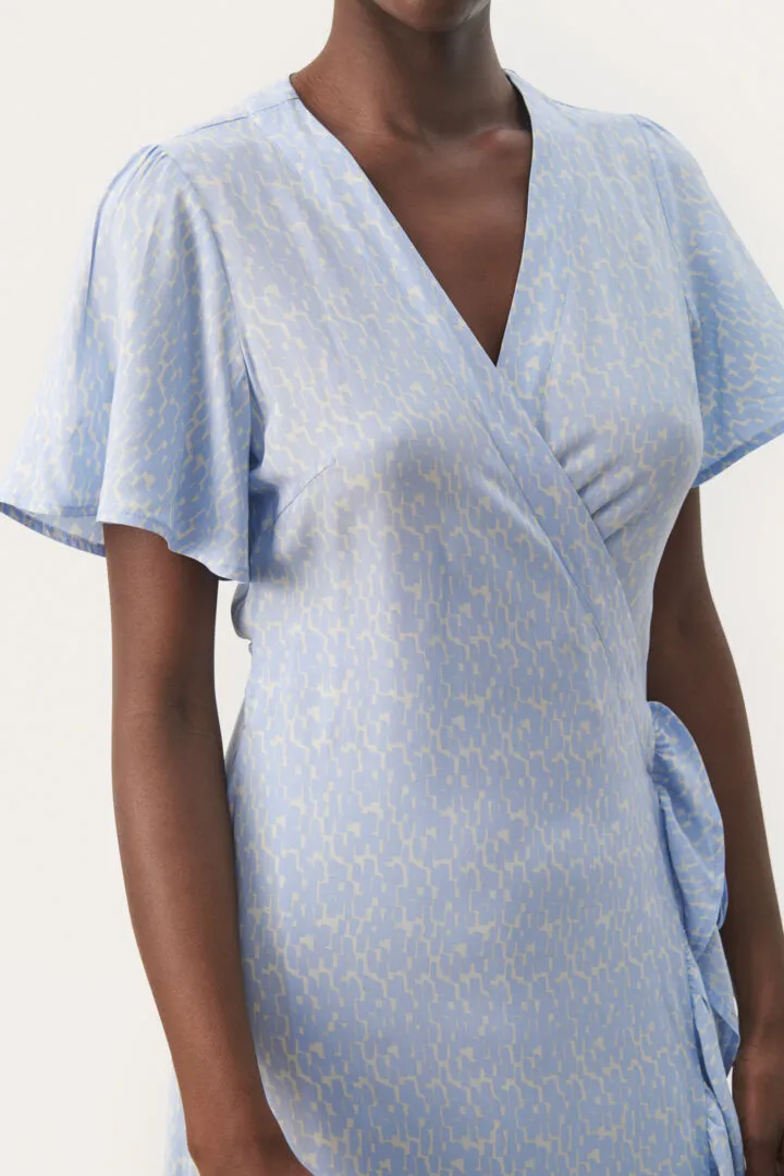 Part Two Clarina print wrap dress Windsurfer Graph