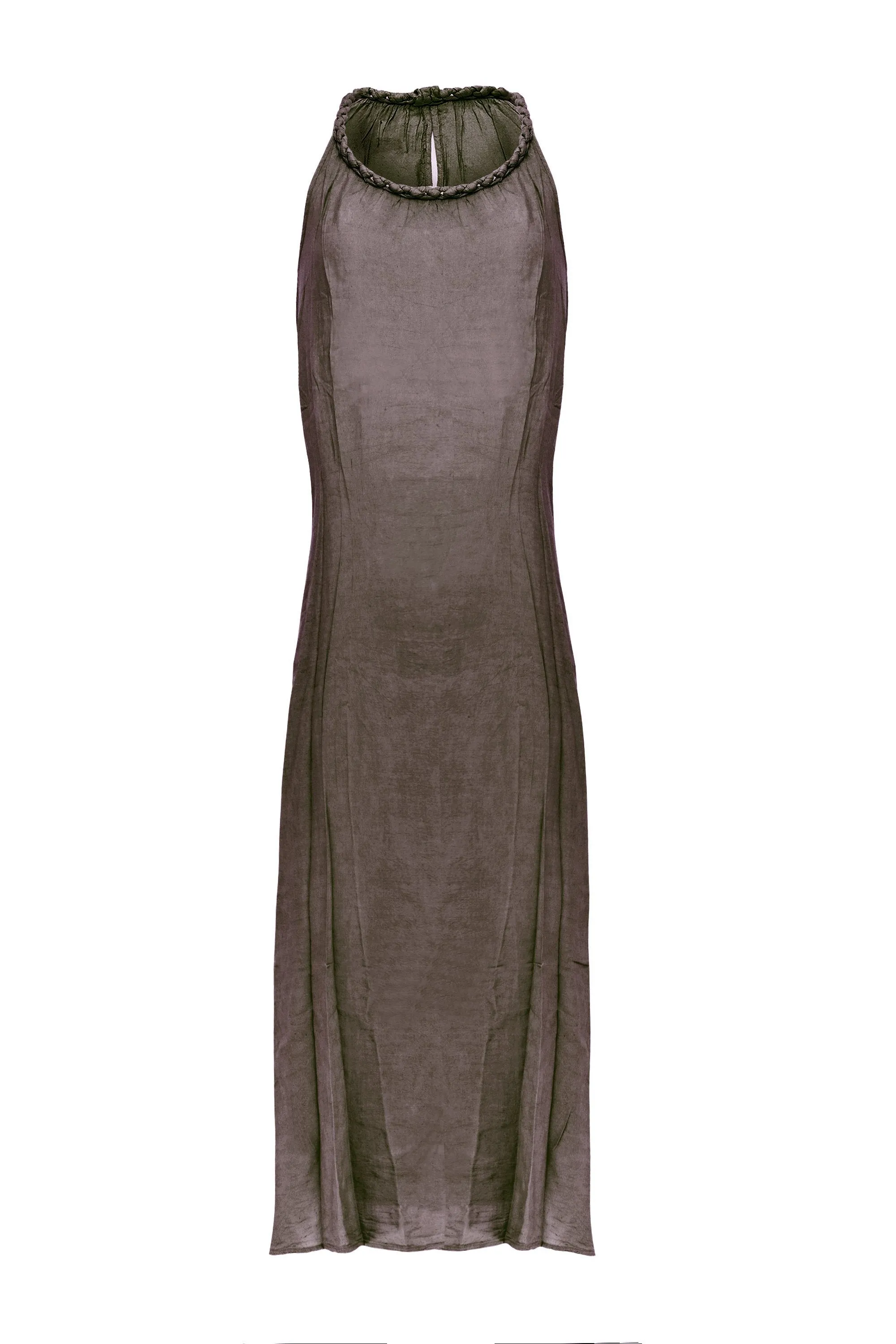 Pure 100% Luxury Cotton Maxi Dress with Plait Shoulder Straps - Elegant Comfort