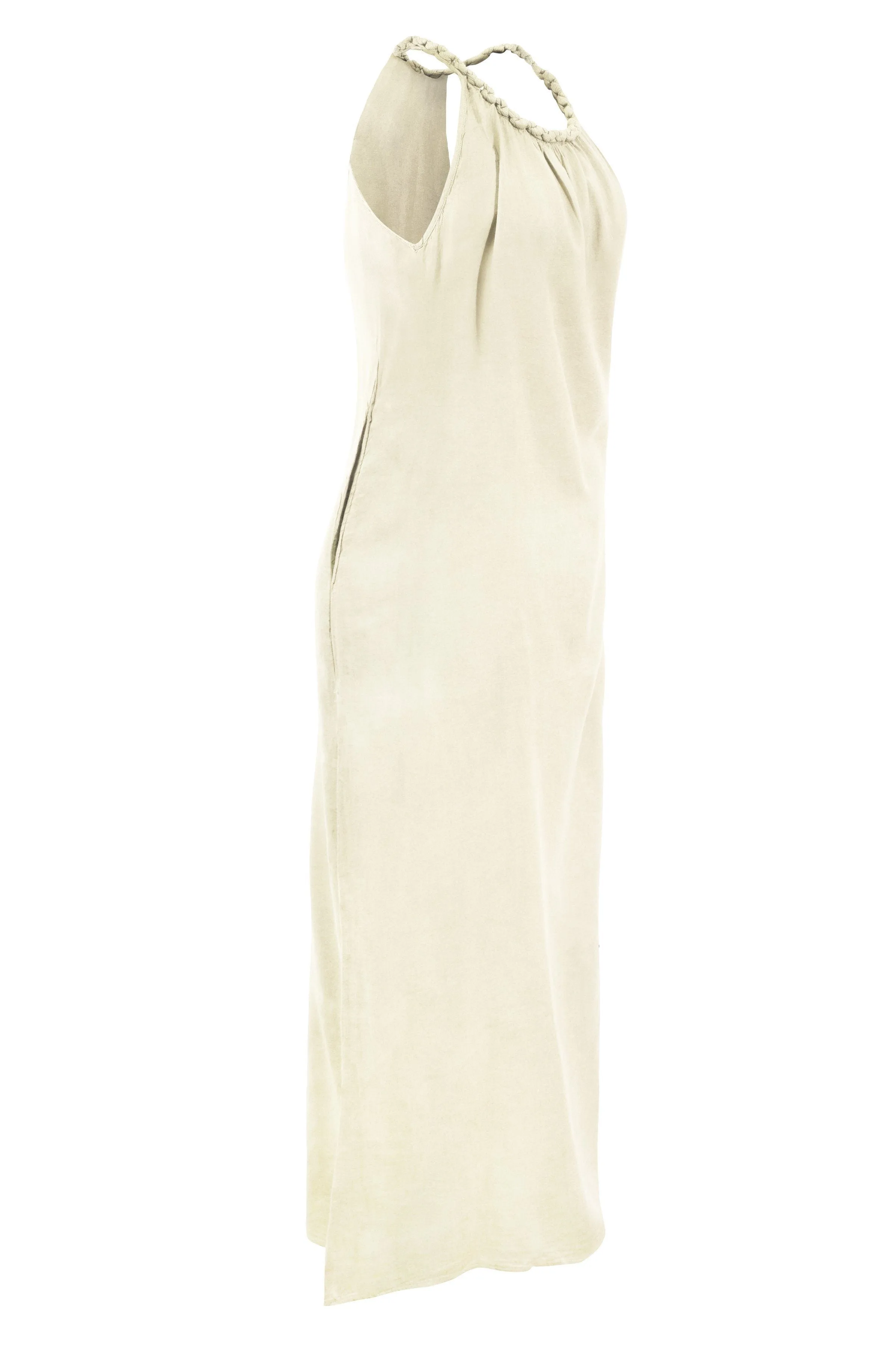 Pure 100% Luxury Cotton Maxi Dress with Plait Shoulder Straps - Elegant Comfort