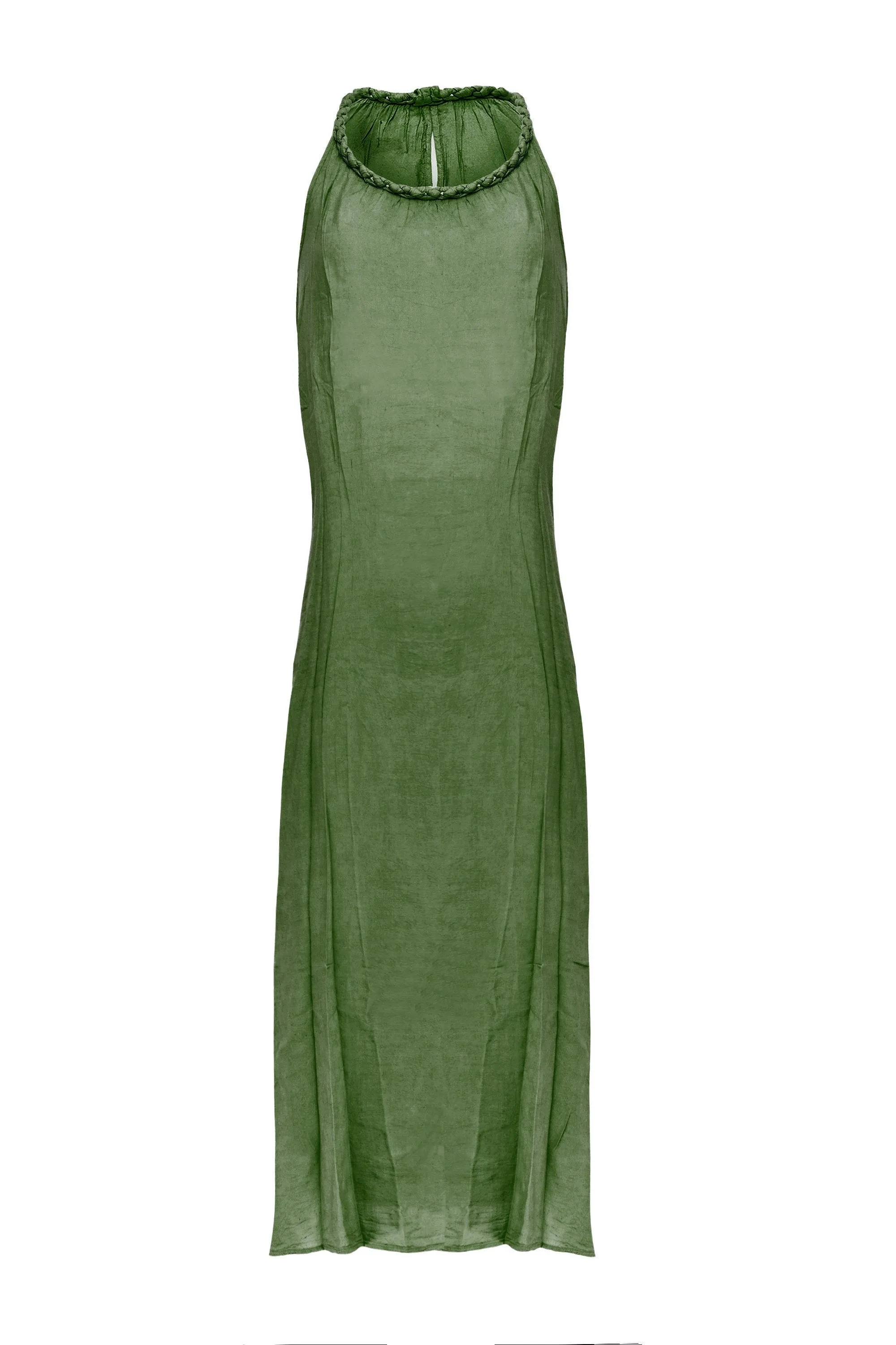 Pure 100% Luxury Cotton Maxi Dress with Plait Shoulder Straps - Elegant Comfort
