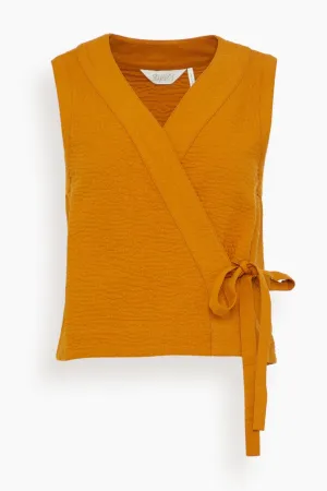 Quilted Cotton Linen Wrap Vest in Tilia Honey