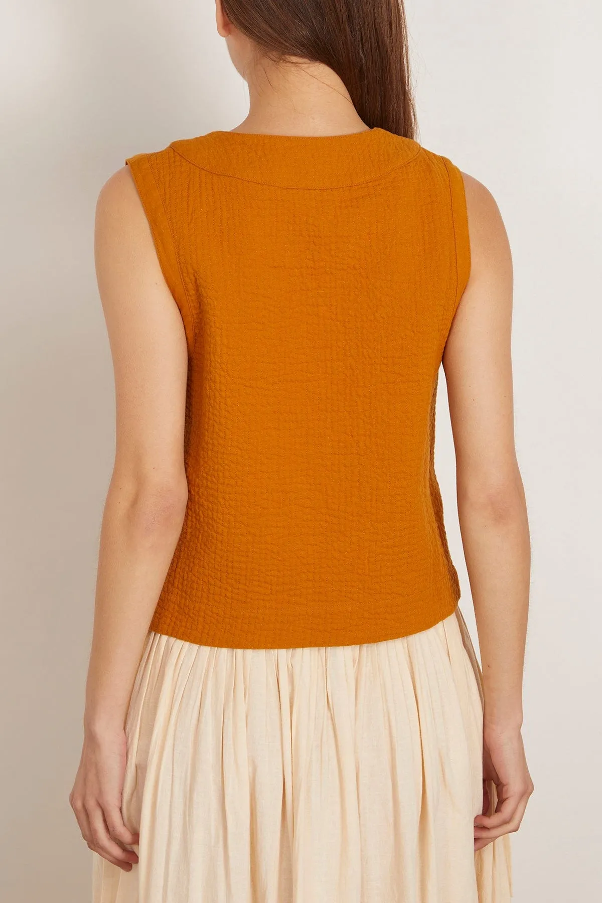 Quilted Cotton Linen Wrap Vest in Tilia Honey