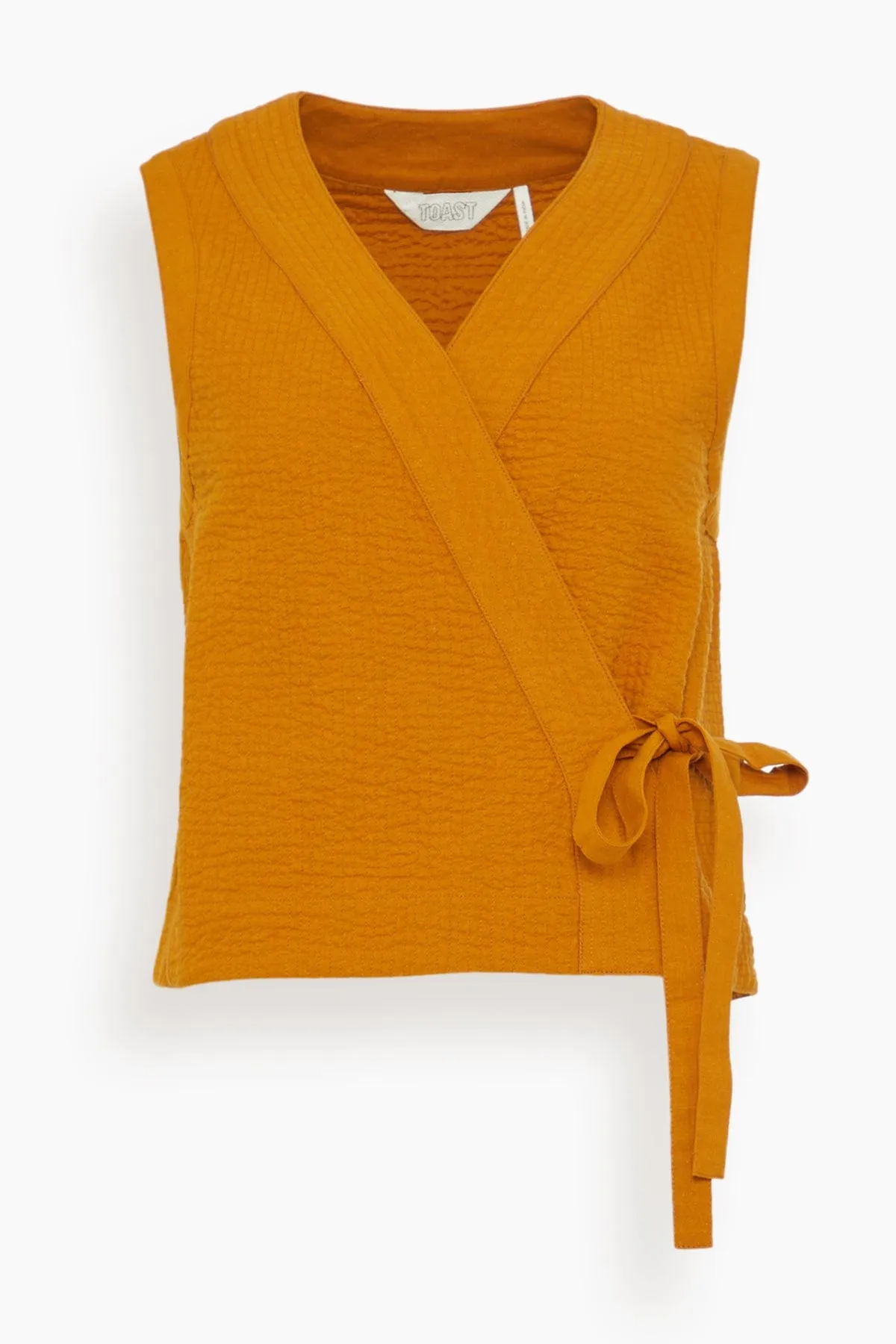 Quilted Cotton Linen Wrap Vest in Tilia Honey