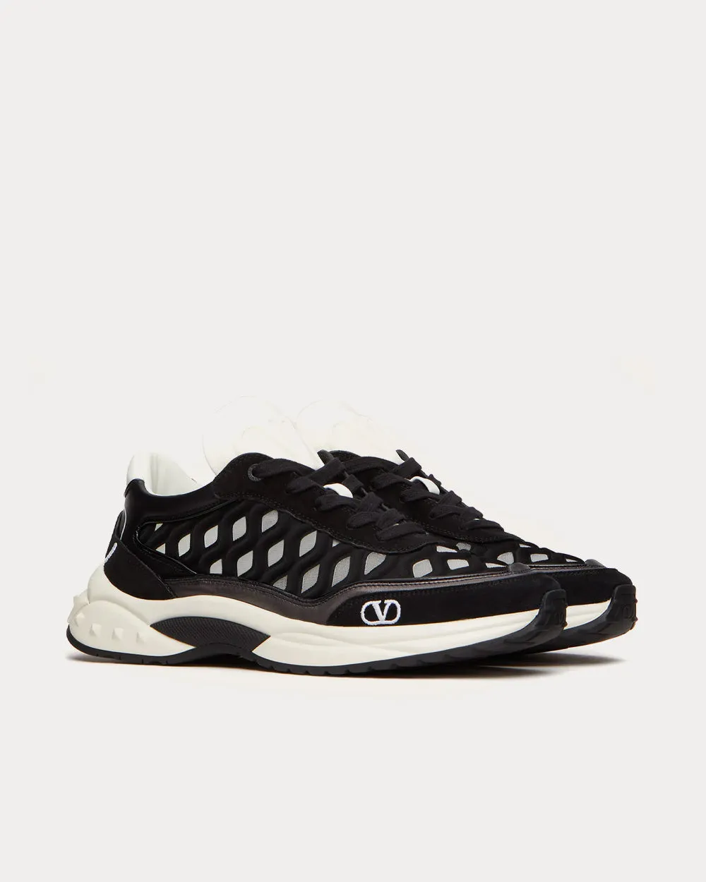 Ready Go Fabric & Leather Black / Light Ivory Low Top Sneakers