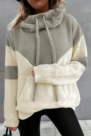ROSA - COLOR BLOCK HOODIE WITH DRAWSTRING