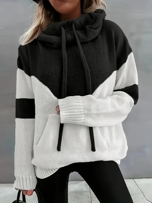 ROSA - COLOR BLOCK HOODIE WITH DRAWSTRING