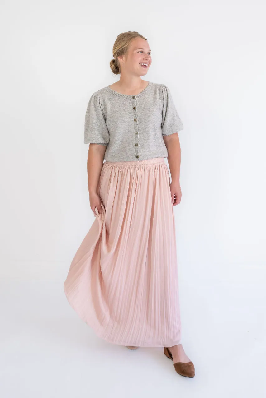 Rosalie Knit Scalloped Cardigan in Soft Gray