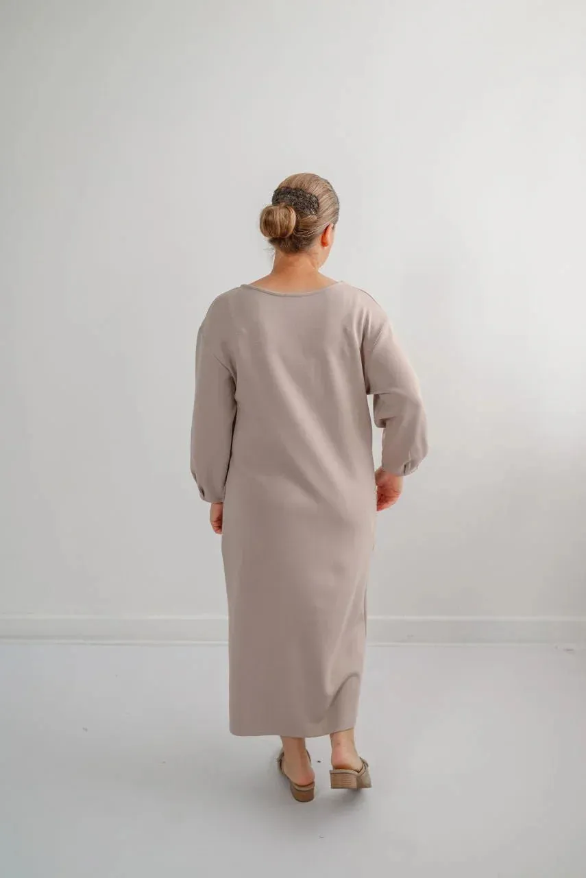 Samantha Knit Midi Dress in Latte - FINAL SALE