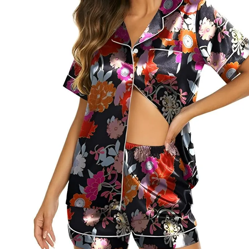 Satin Floral Pajama Set  Comfortable Sleepwear for every night