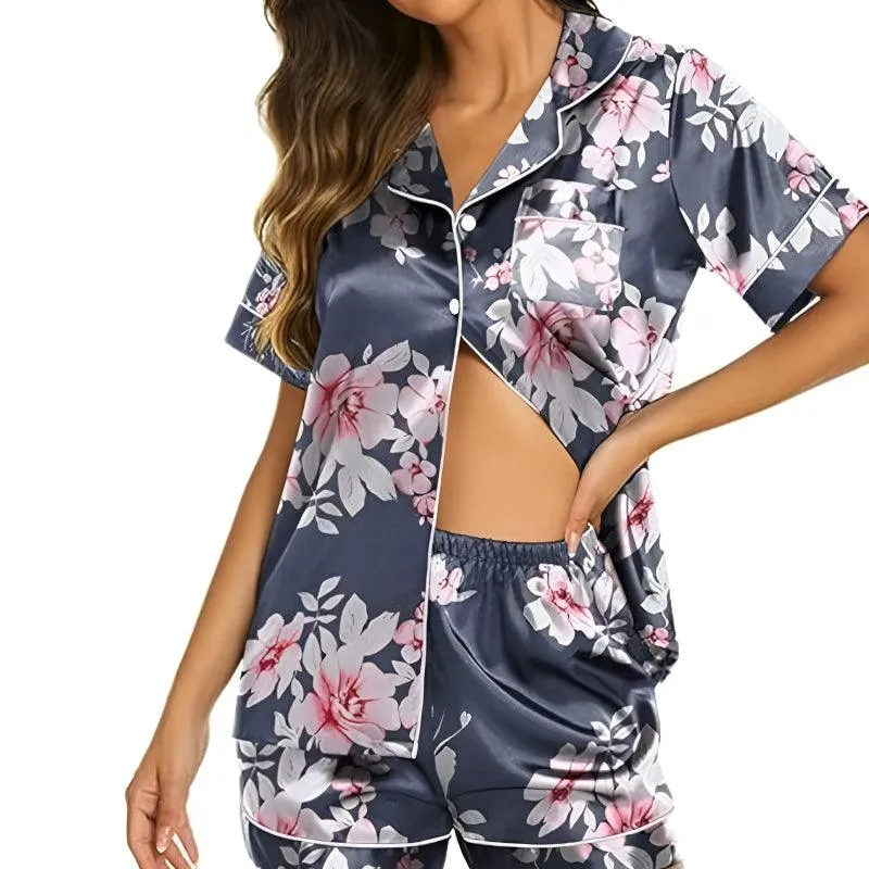 Satin Floral Pajama Set  Comfortable Sleepwear for every night