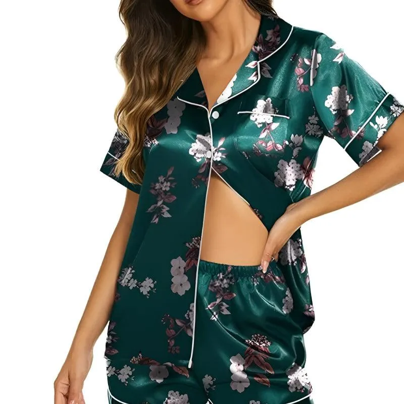 Satin Floral Pajama Set  Comfortable Sleepwear for every night