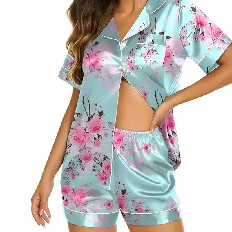 Satin Floral Pajama Set  Comfortable Sleepwear for every night