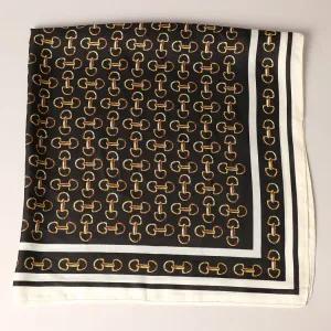 Satin Horsebit Black Light Weight Soft Scarf