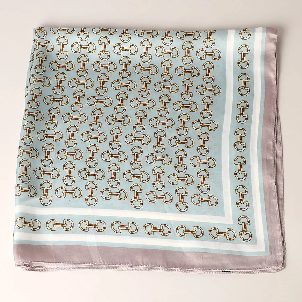 Satin Horsebit Print Scarf