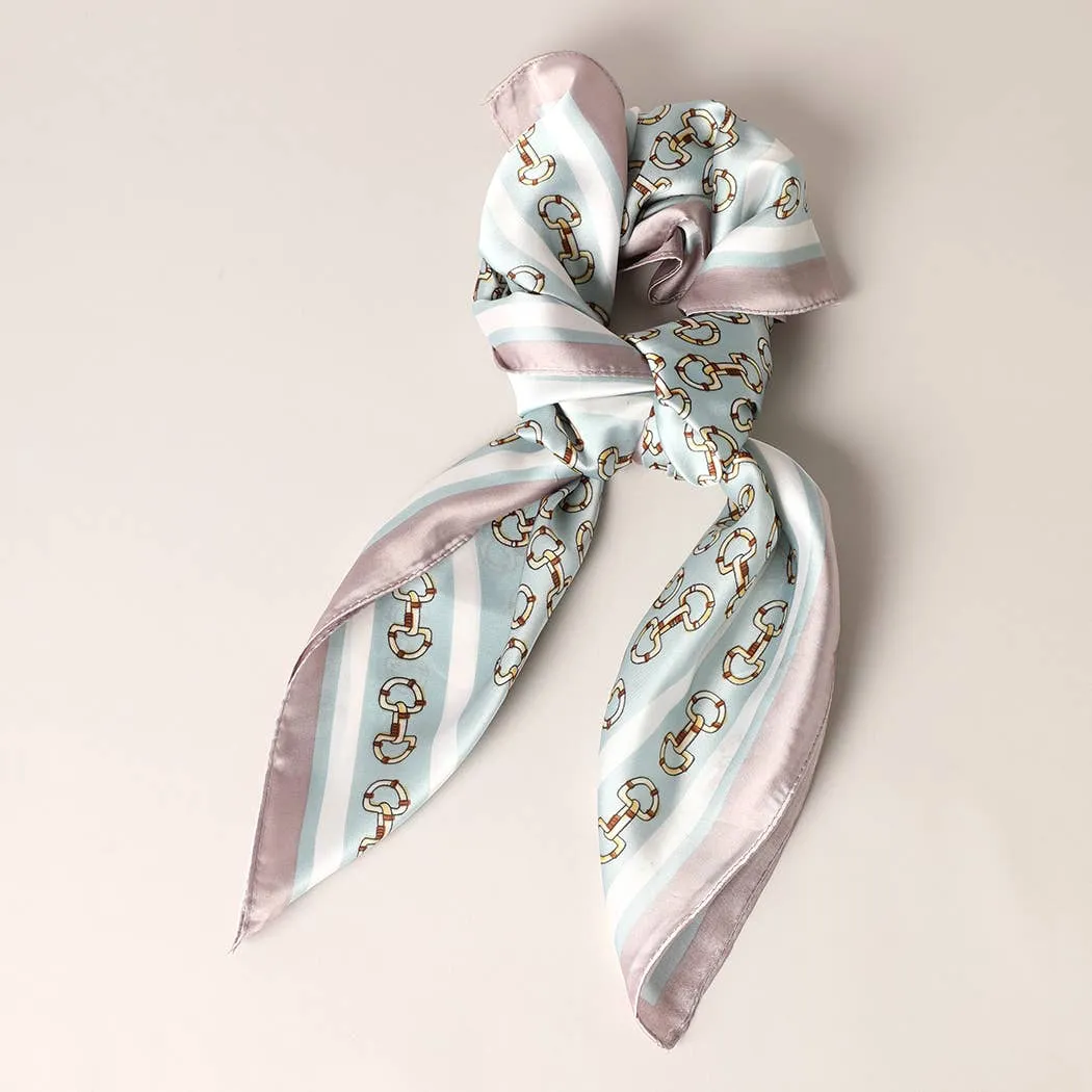 Satin Horsebit Print Scarf