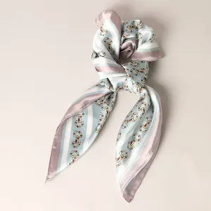 Satin Horsebit Print Scarf