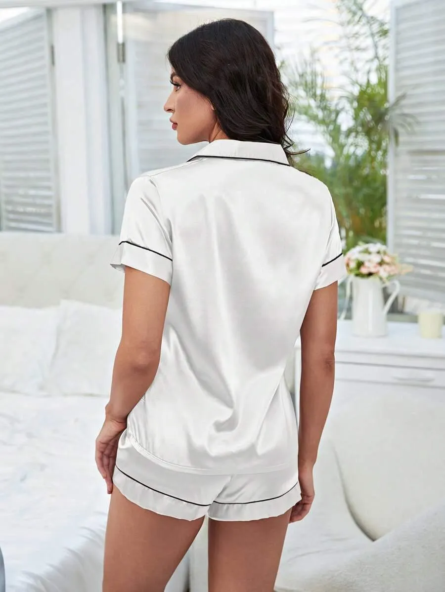 Short Sleeve Satin Pajamas  Silky & Elegant Sleepwear for Women