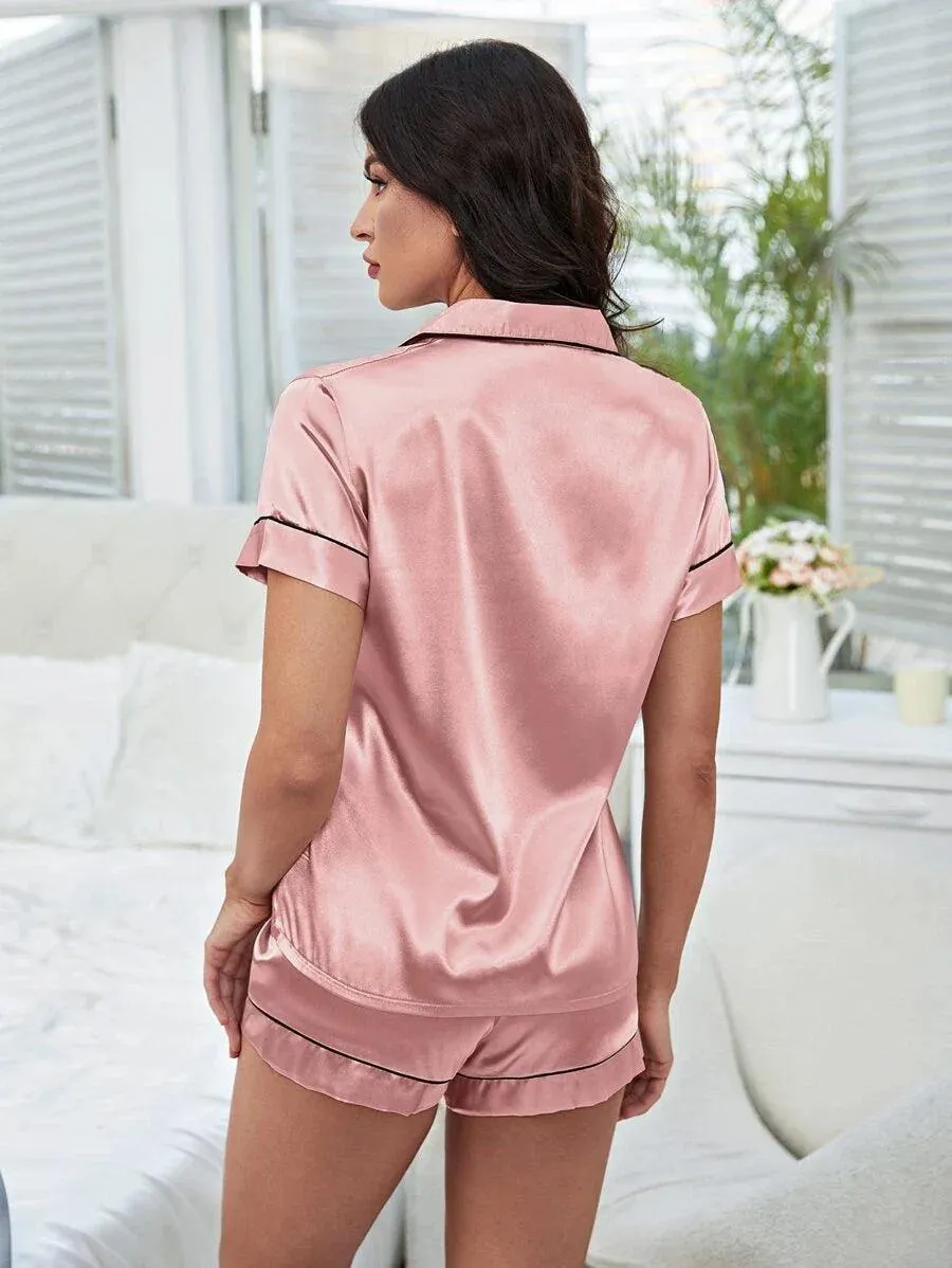 Short Sleeve Satin Pajamas  Silky & Elegant Sleepwear for Women