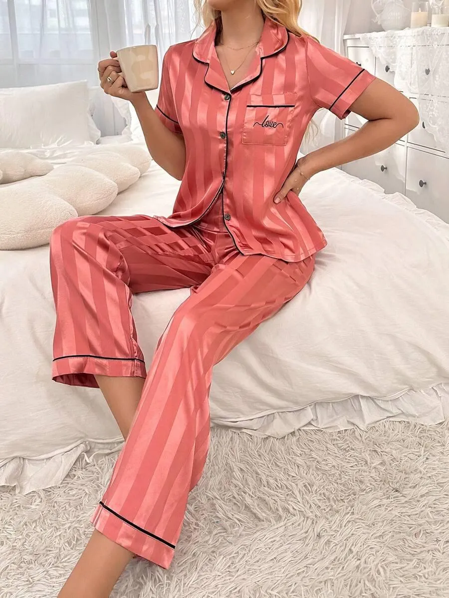 Silk Jacquard Pajama Set  Elegant and Comfortable Sleepwear