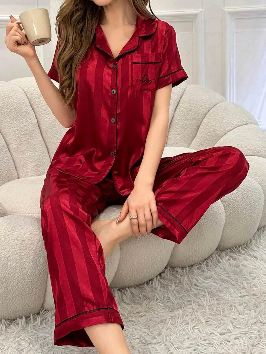 Silk Jacquard Pajama Set  Elegant and Comfortable Sleepwear
