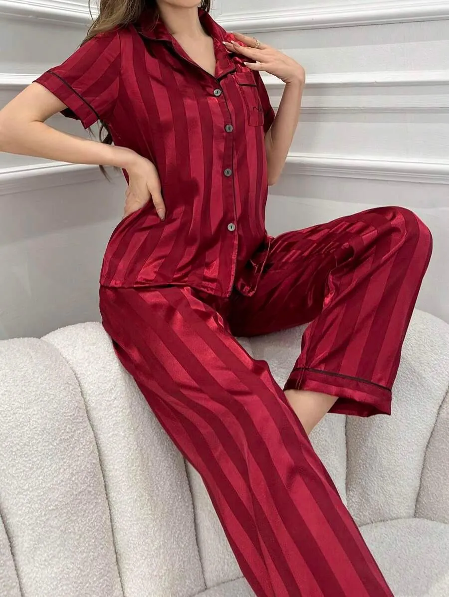 Silk Jacquard Pajama Set  Elegant and Comfortable Sleepwear