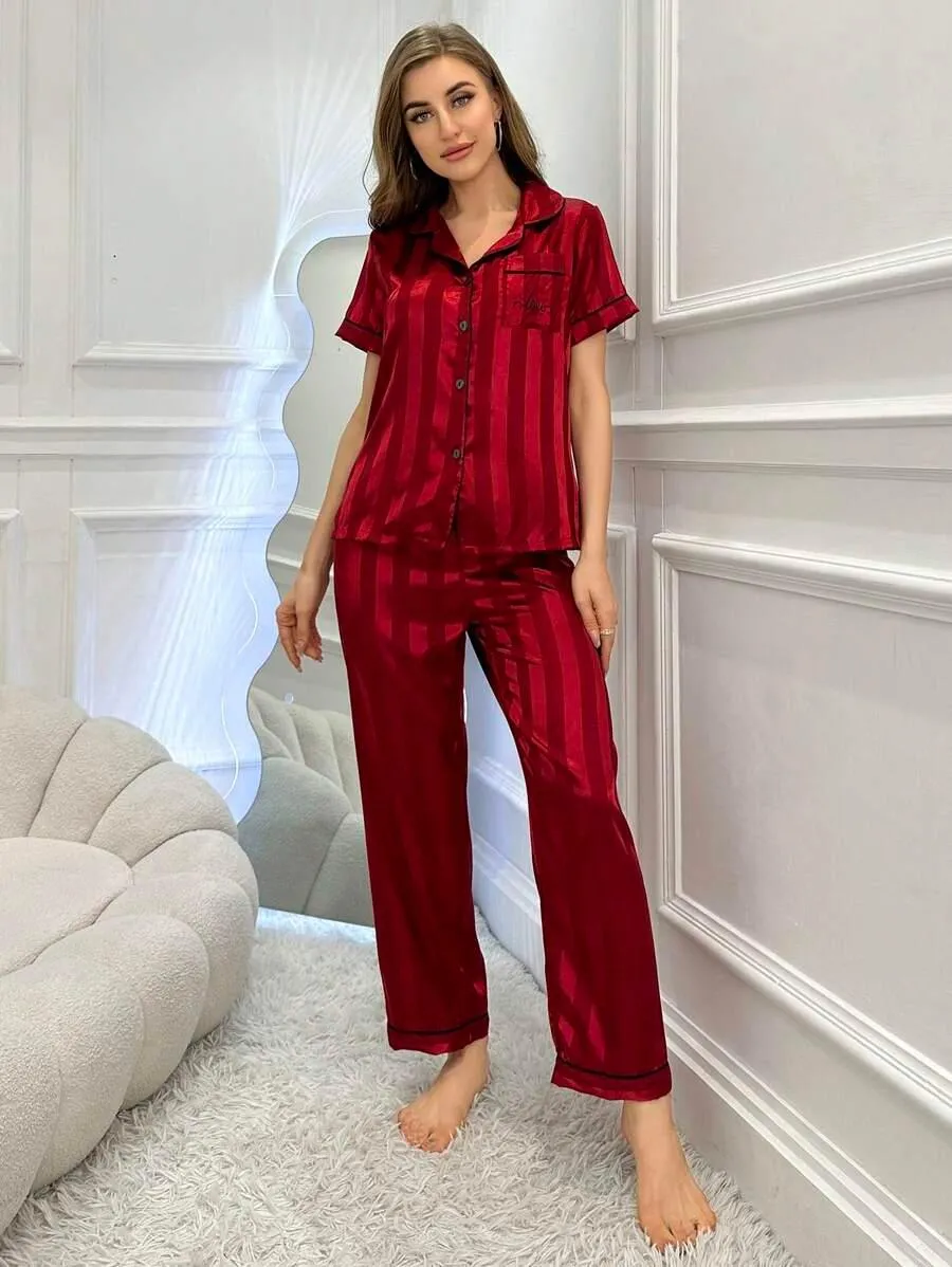 Silk Jacquard Pajama Set  Elegant and Comfortable Sleepwear