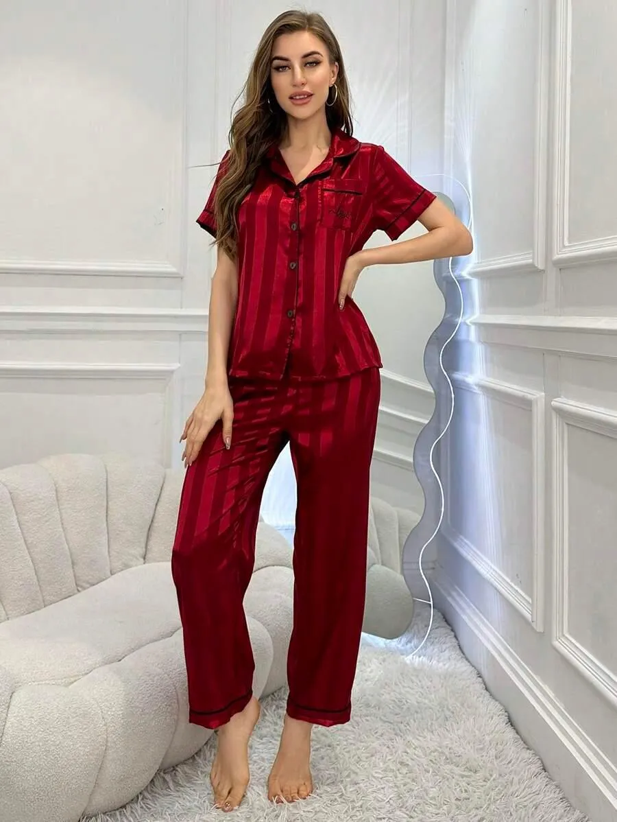 Silk Jacquard Pajama Set  Elegant and Comfortable Sleepwear