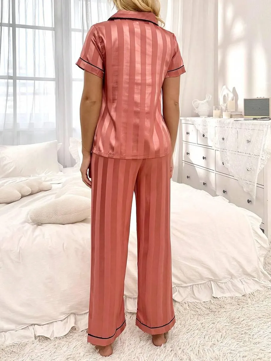 Silk Jacquard Pajama Set  Elegant and Comfortable Sleepwear