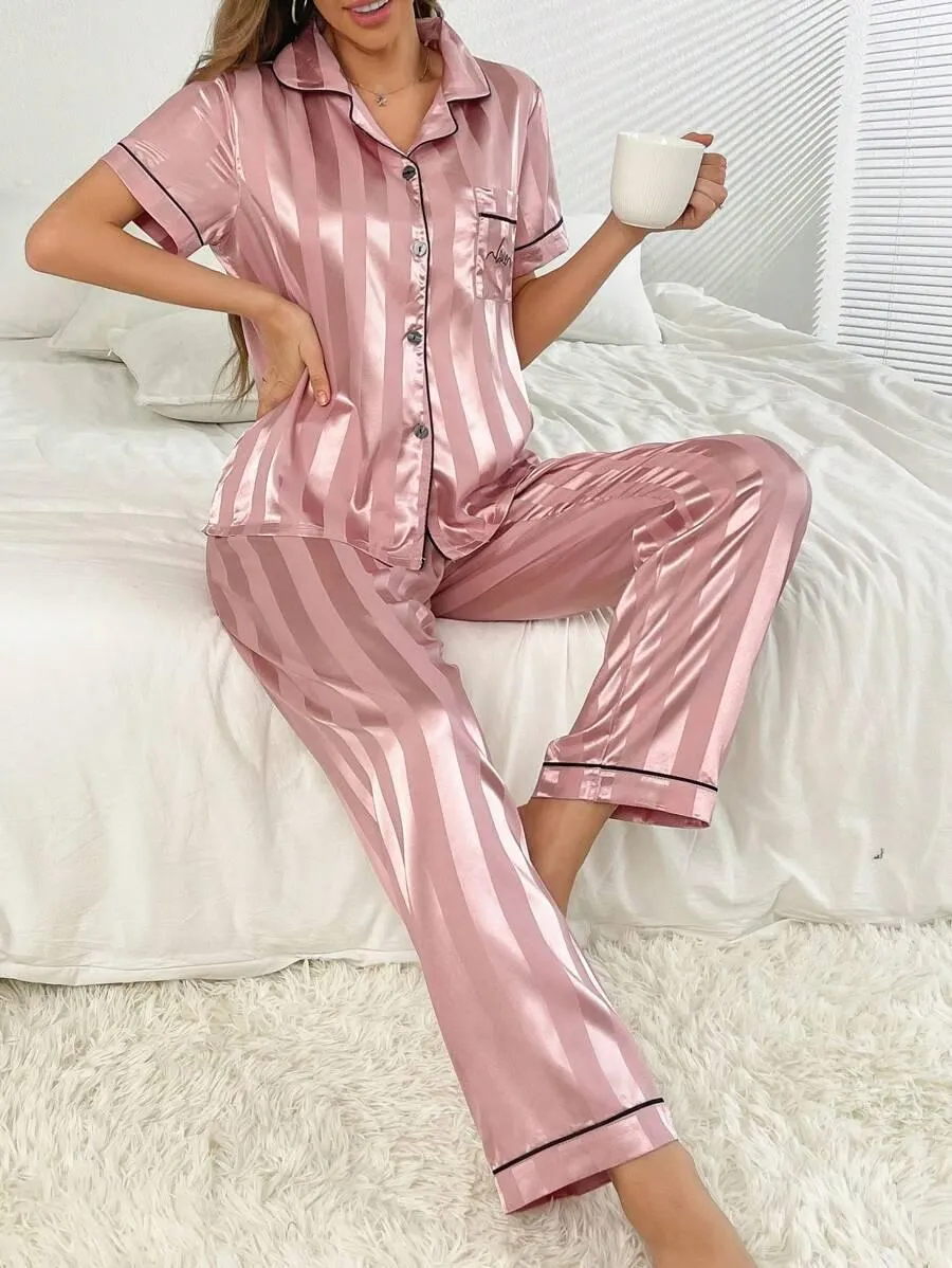 Silk Jacquard Pajama Set  Elegant and Comfortable Sleepwear