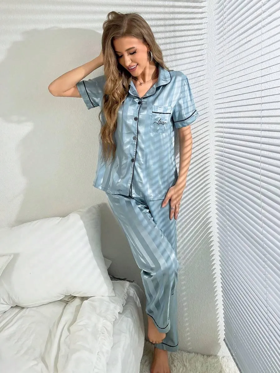 Silk Jacquard Pajama Set  Elegant and Comfortable Sleepwear