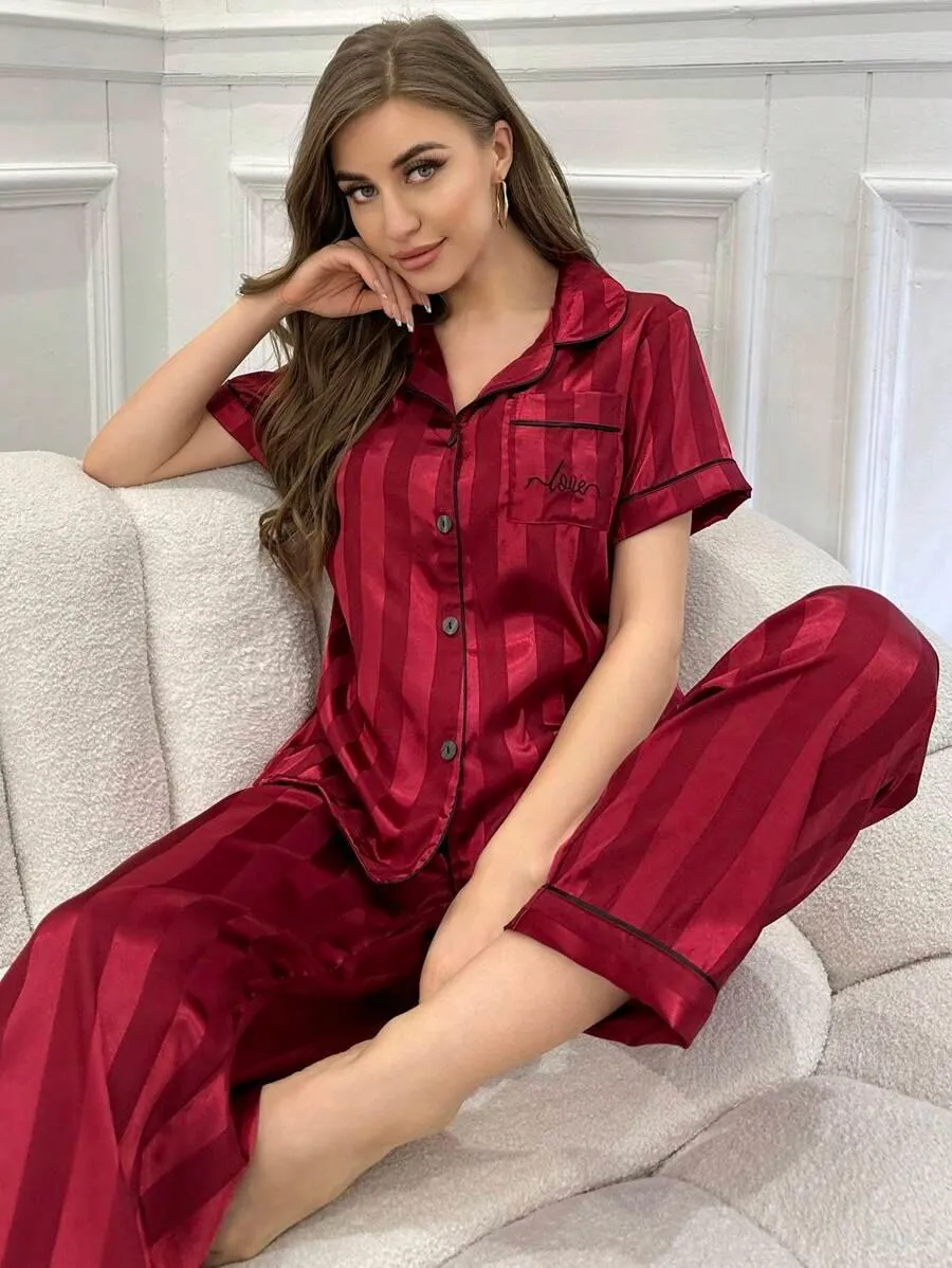 Silk Jacquard Pajama Set  Elegant and Comfortable Sleepwear
