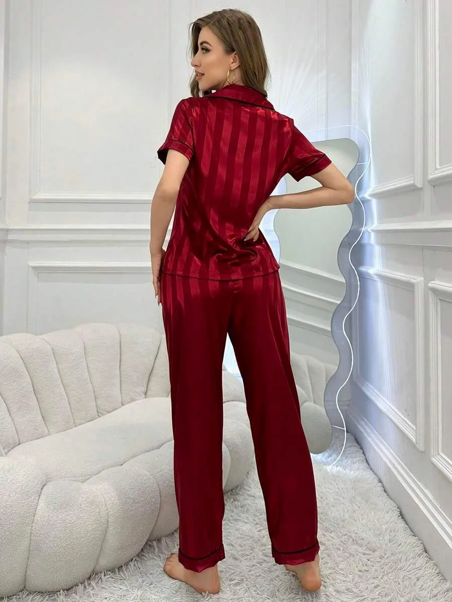 Silk Jacquard Pajama Set  Elegant and Comfortable Sleepwear