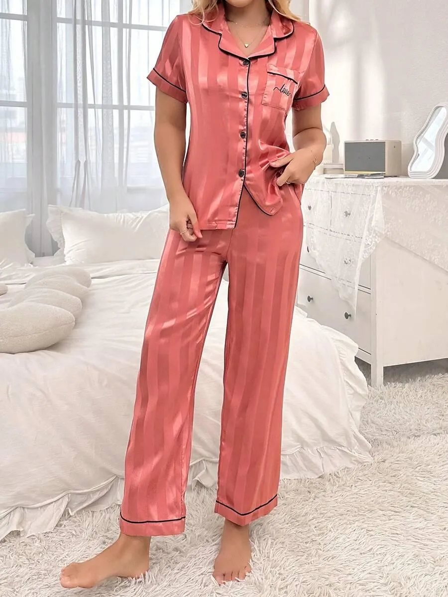 Silk Jacquard Pajama Set  Elegant and Comfortable Sleepwear
