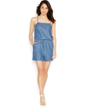 Spaghetti Strap Chambray Romper