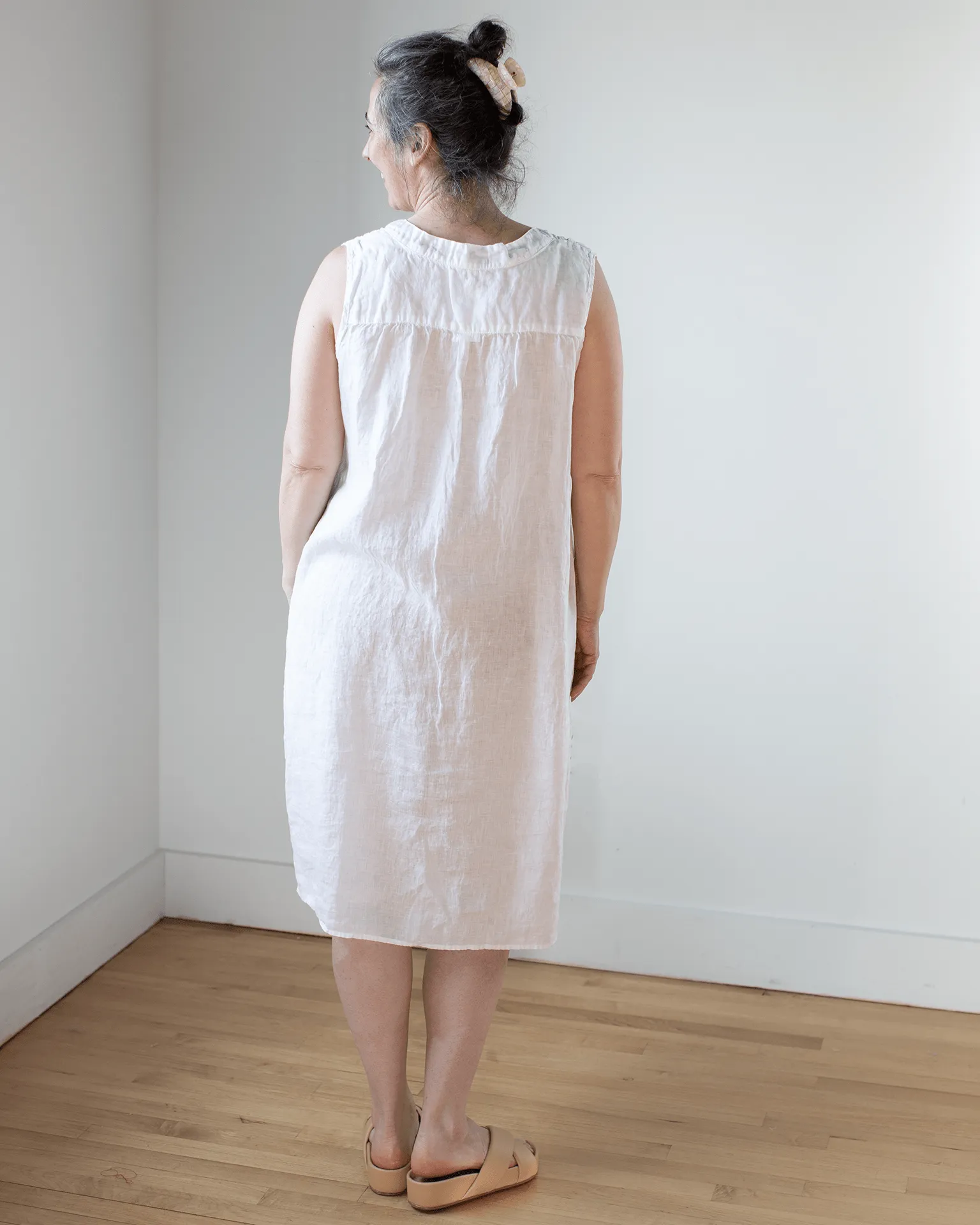 Sylvie Dress in White Linen