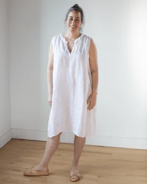 Sylvie Dress in White Linen